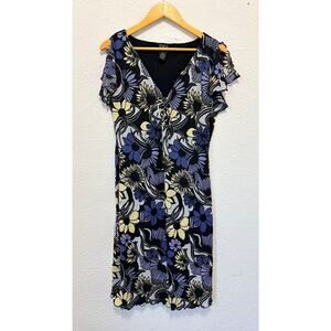 Vintage Y2K Floral Dress Flutter Sleeve Whimsygoth Fairy Cottage Large